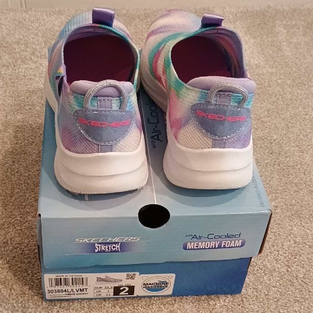 Skechers Kids Tie-Dye Slip-On Sneakers - Purple/Mint/White